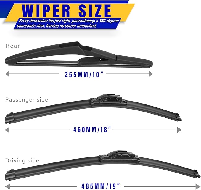 3 wipers Replacement for 2006-2011 Mini Cooper, Windshield Wiper Blades - Image 2