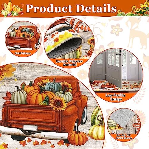 U'Artlines Fall Kitchen Rugs with Runner Sets 3 Piece Washable Floor Mats - Image 3