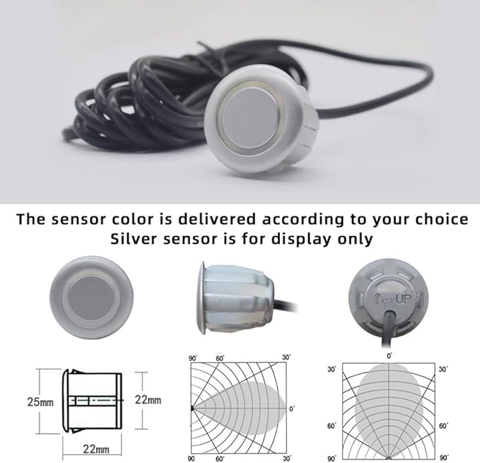 Parktronic 8 Parking Sensors Kit Reverse Backup Radar System Rear and Front View - Image 6