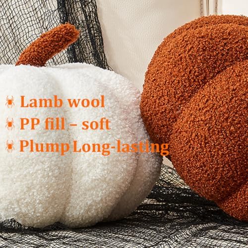 2Pcs Large 3D Pumpkin Pillow Halloween Pillows Fall Decor for Home - Image 3