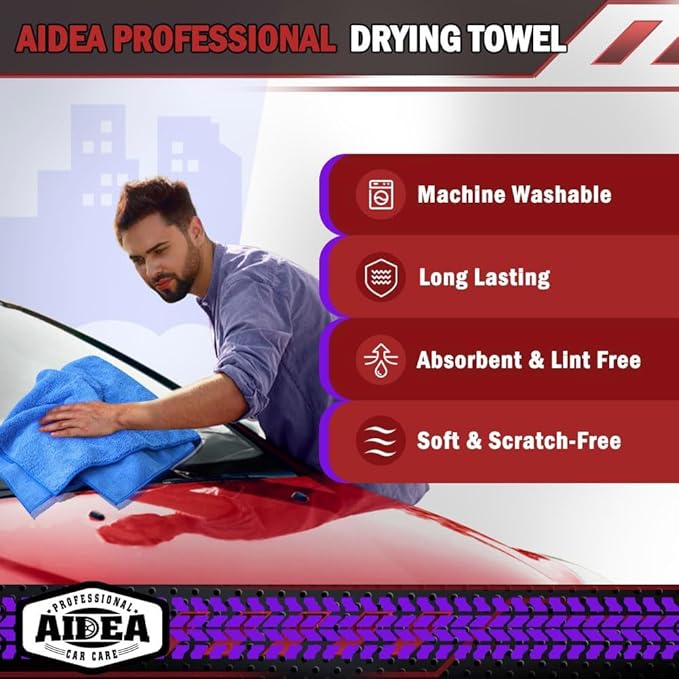AIDEA Microfiber Towels for Cars-2PK, Large Professional Car Drying Towel - Image 4
