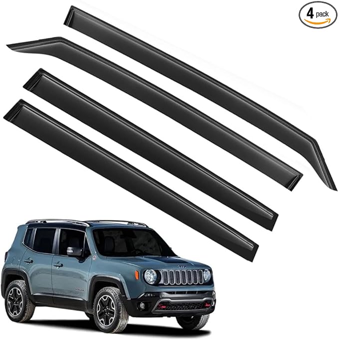 Rain Guards for Jeep Renegade 2015-2023, Tape-on Side Window Deflectors for by LETINGFAR