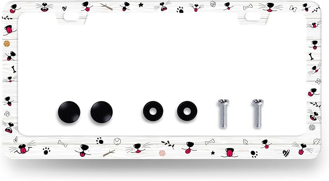 Cute Dog Cat Mouth License Plate Frame Colorful Animal License Plate Holder by RNKATIH
