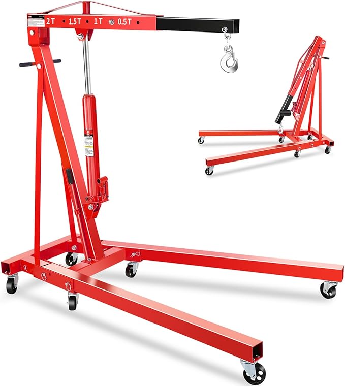 2-Ton Folding Engine Hoist, Hydraulic Shop Crane by GarveeTech