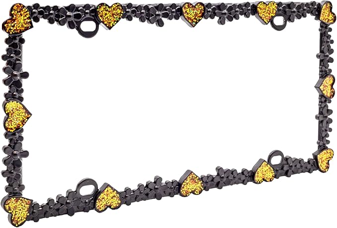 Creathome 3D Shining Daisy Heart License Plate Frame from Pure Zinc Alloy Metal - Image 4