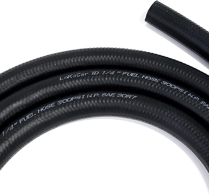 LokoCar Rubber Fuel Hose Line Push Lock 1/4" ID SAE 30R7 NBR 5ft 300PSI Black - Image 2