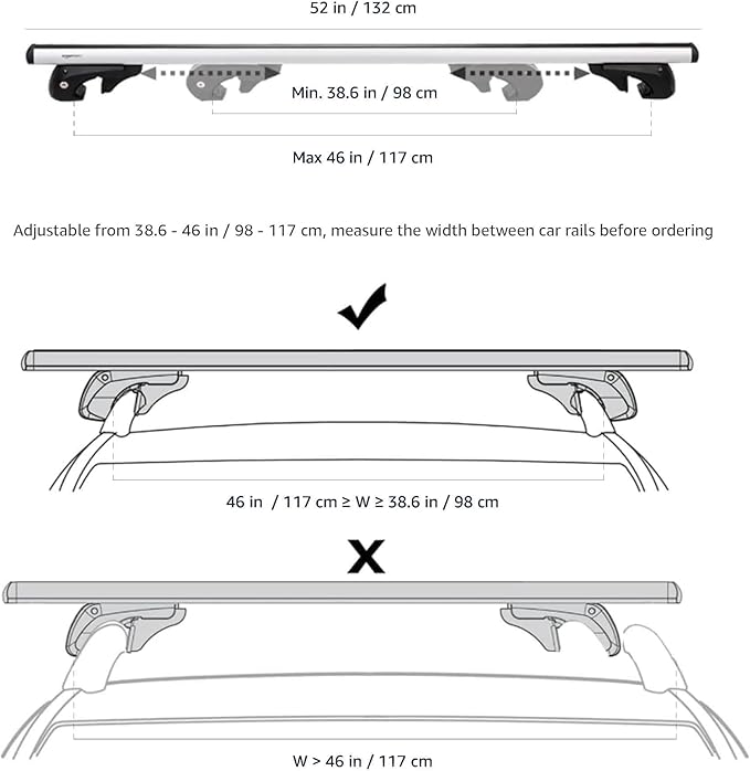 Amazon Basics Cross Rail Roof Rack, 52 inches, Fits up to 46" Spans between - Image 2