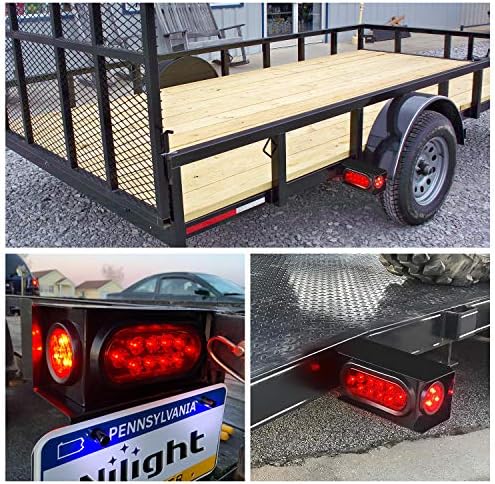 Nilight Steel Weld-On Trailer Light Box Kit with 6 Inch Oval LED Tail Light