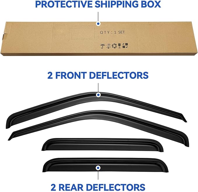 Window Visors Rain Guards for 1999-2016 Ford F250 F350 F450 F550 Super Duty - Image 6