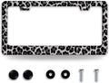 Black Gray Leopard Print License Plate Frame Beautiful Cheetah Print License by BRAGHRTED
