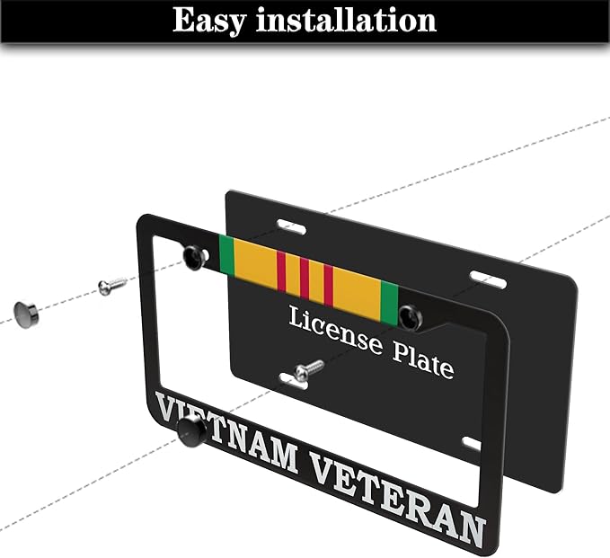 License Plate Cover Black and White License Plate Frames Vietnam Veteran - Image 7