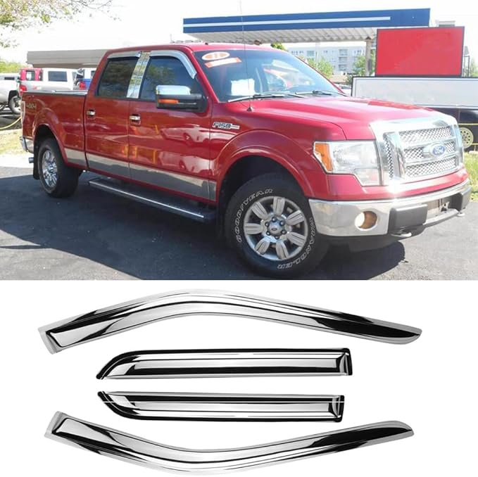 94155Y Chrome Side Window Visor Wind Vent Deflector fit - Image 2