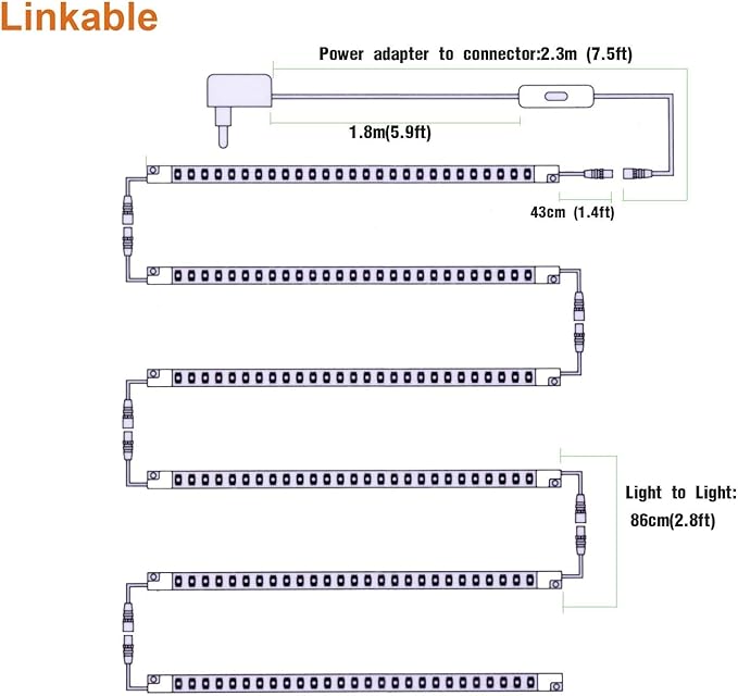 Led Light Strips Kit, 12’’ Linkable Light Bars + Rocker Switch + UL Power - Image 5