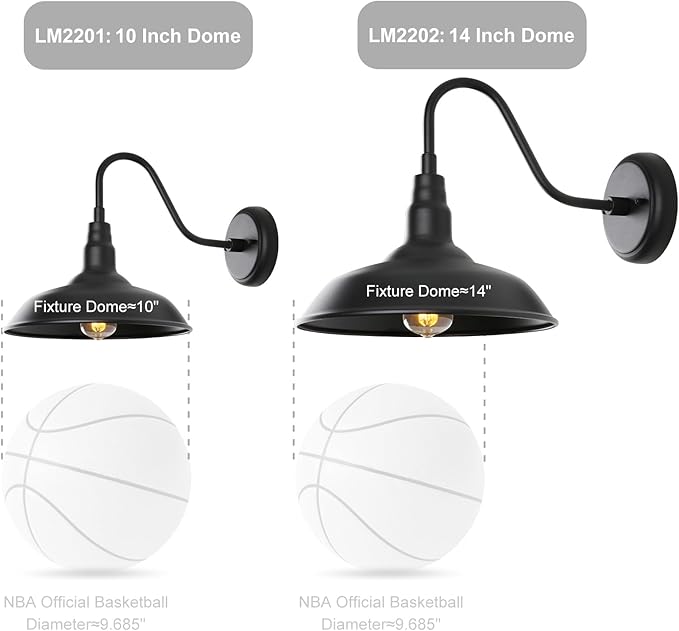 Black Gooseneck Barn Light for Farmhouse 10 Inch Dome Exterior Lights Fixture - Image 7