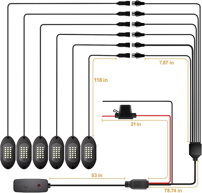 Honalia White LED Rock Lights Kits 6 Pods, 6000K Pure White Rock Lights - Image 6