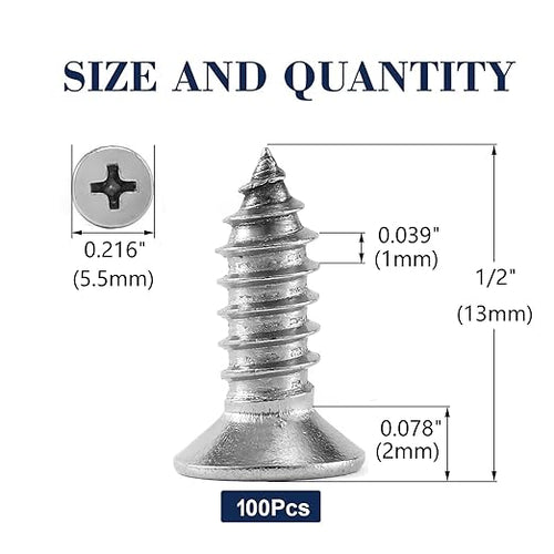 #4 x 1/2" Wood Screw 100Pcs 18-8 Stainless Steel Screws Flat Head Phillips Fast - Image 2