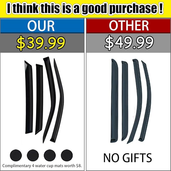 Rain Guards for Chevrolet Tahoe/GMC Yukon 2015-2020, Tape-on Side Window - Image 2
