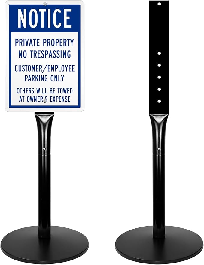 Parking Sign Post 49" Heavy Duty Cast Iron Parking Signs Stand, Movable Sign by Mutualsign