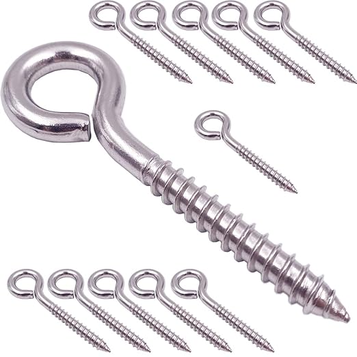 24 Pack, 3-1/5 Inch 304 Stainless Steel Eye Shape Screws Metal Hook, Heavy Duty - Image 9