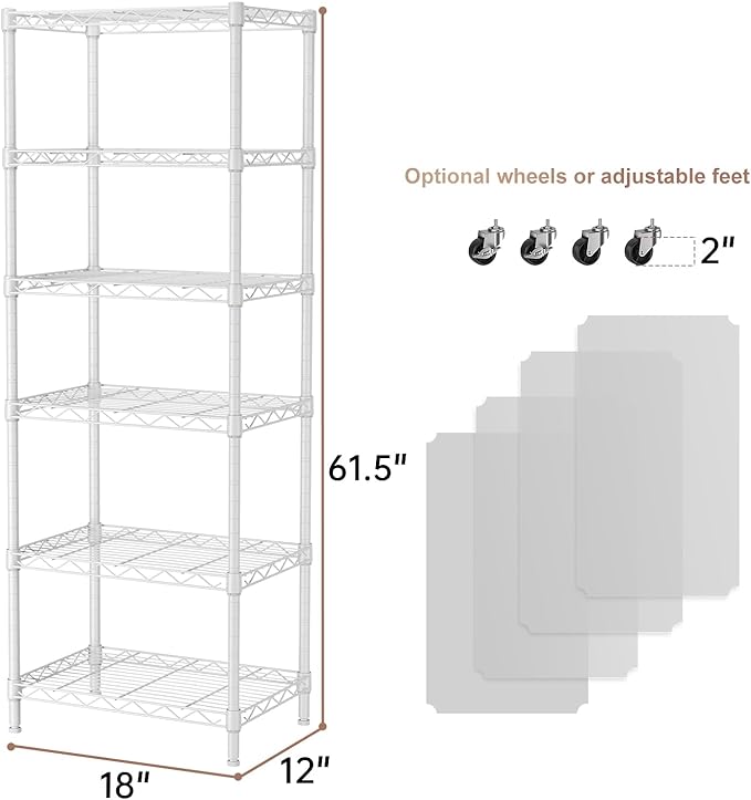 SINGAYE 6 Small Wire Shelves Kitchen Pantry Close Home Organizers and Storage - Image 3