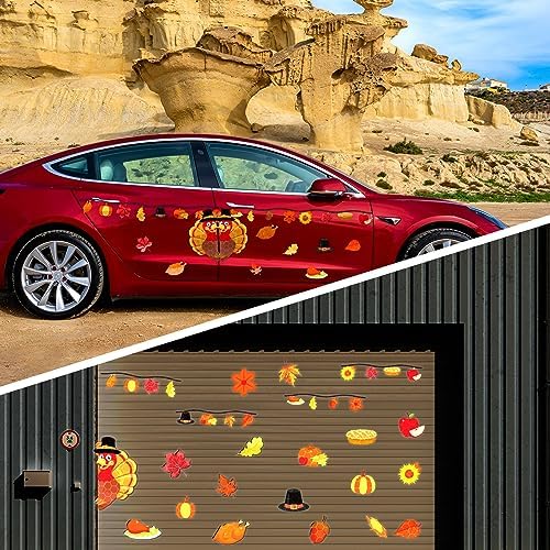 25pcs Fall Thanksgiving Car Reflective Magnets, Turkey Car Decorations Waterproof Decal Fridge Refrigerator Automotive Garage Door Magnetic Sticker for Cars Metal Surface - Image 4