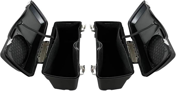 XFMT Glossy Black Hard Saddlebags W/ 6x9 Speaker Lids Black Latches - Image 7