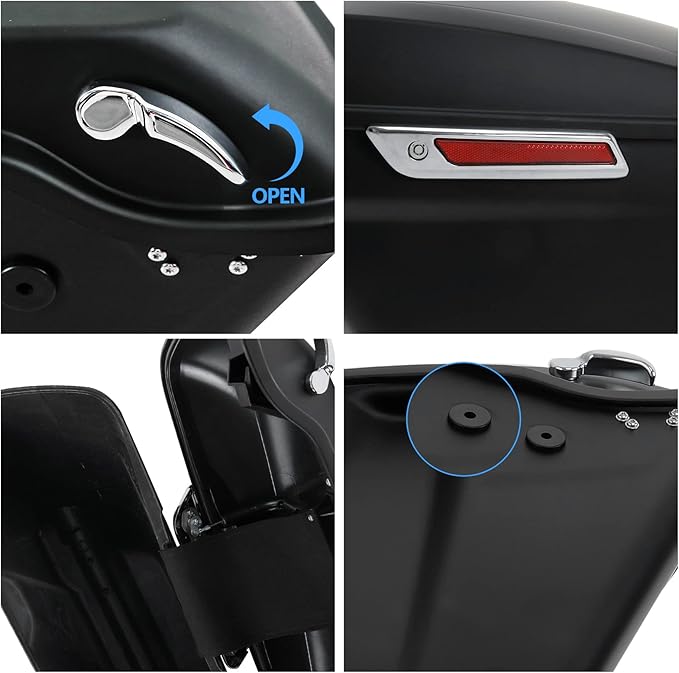 XFMT Motorcycle Hard Saddlebags Matte Black Saddle Bags Trunk W/Latches - Image 4