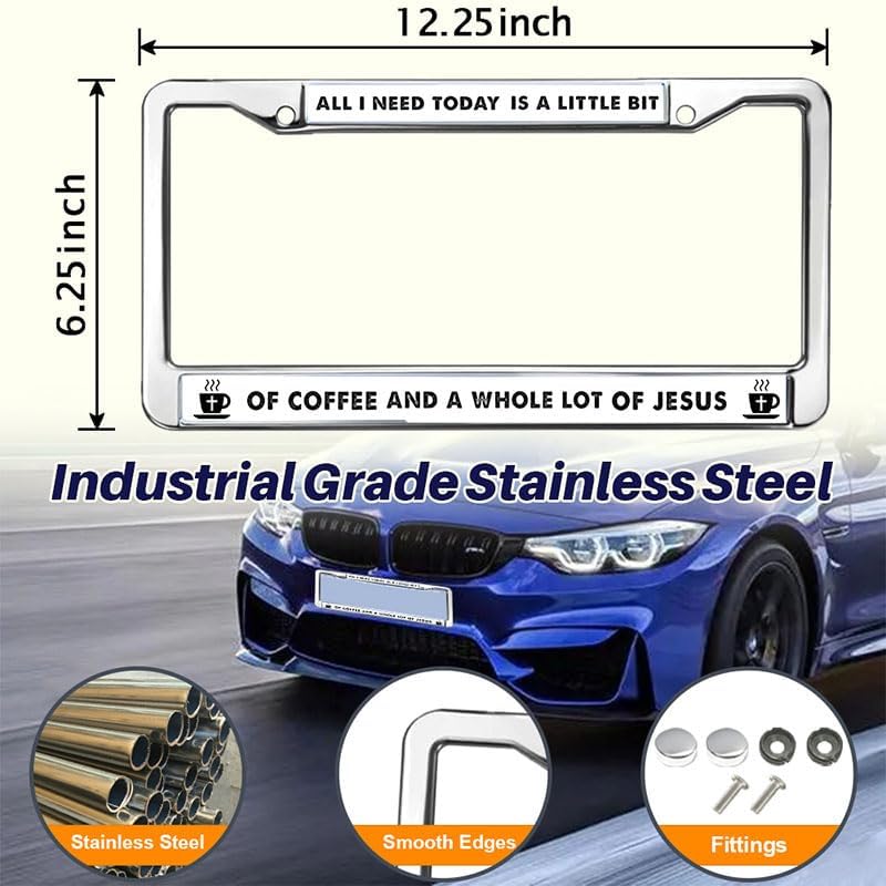 All I Need Today is a Whole lot of Jesus Stainless Steel Car Licence Plate Covers God Jesus Cross Personalized Gift Licence Plate Frame
