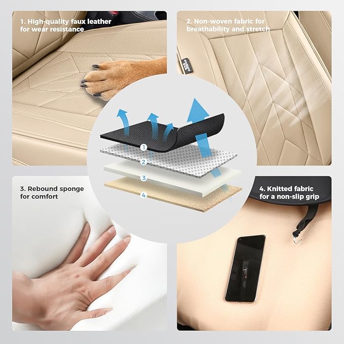 Beige Car Seat Covers Full Set - Image 6