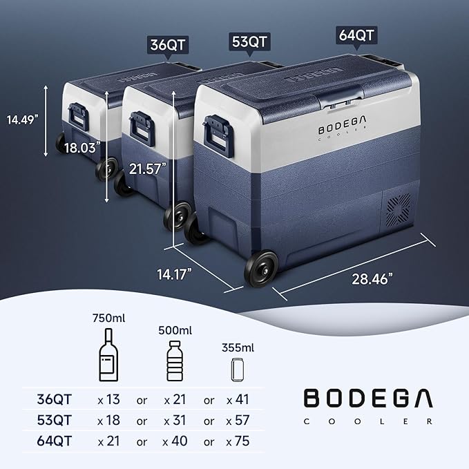 BODEGACOOLER 12 Volt Portable Refrigerator, 53 Quart Car Fridge Dual Zone - Image 8