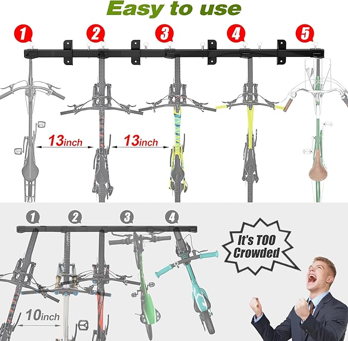 Bike Storage Rack, Garage Wall Mount Hanger, Indoor Bicycle Organizer - Image 4