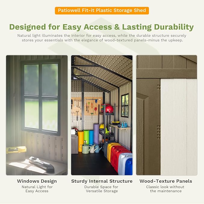 Patiowell 8 x 6 FT Plastic Outdoor Storage Shed - Image 5