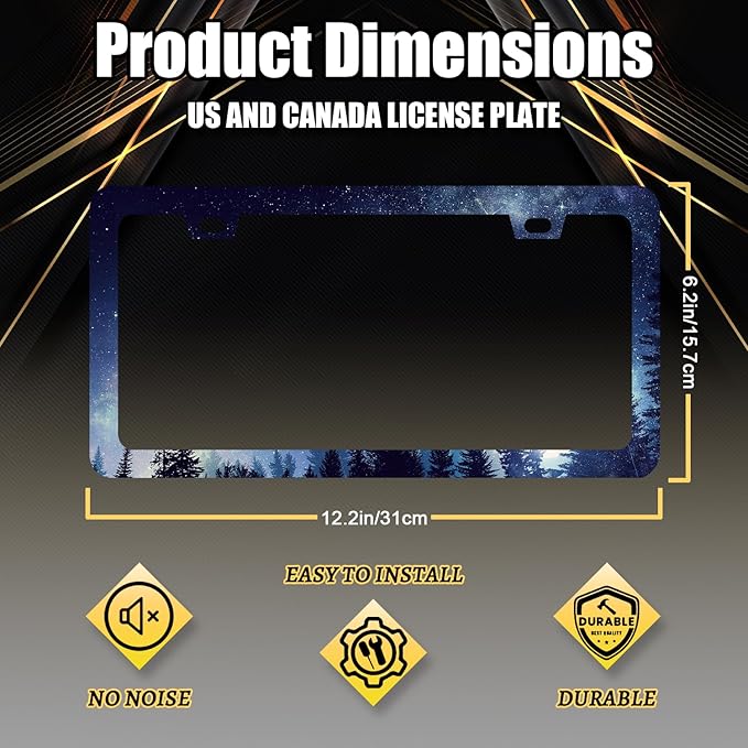 Beautiful Galaxy License Plate Frame Starry Sky Galaxy Forest License Plate - Image 2