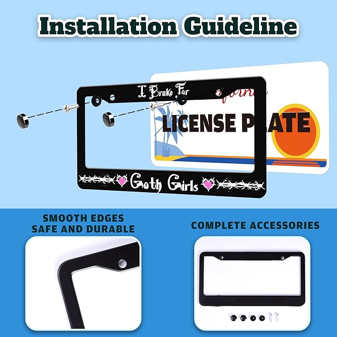 I Brake for Goth Girls License Plate Frame Funny Gothic License Plate Holder - Image 4