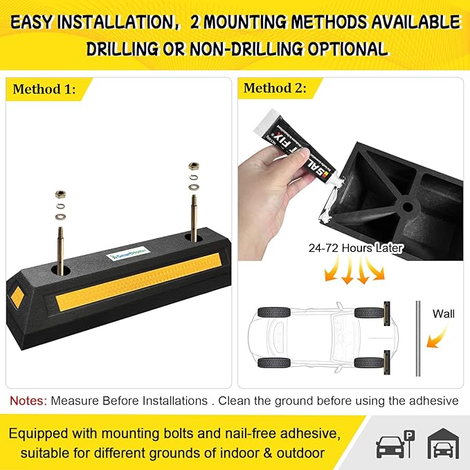 Car Parking Stopper – 2PCs Heavy Duty Rubber Curb Car Stop - Image 4