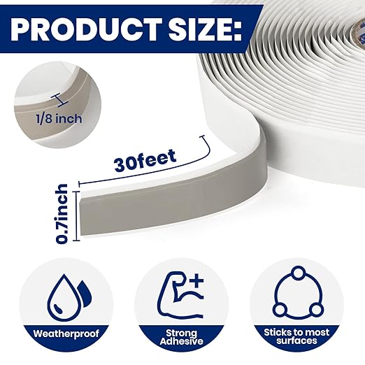 ADHES Premium Butyl Sealant Tape 3/4" x 30 'x 1/8" Gray Butyl Rubber Sealant - Image 2