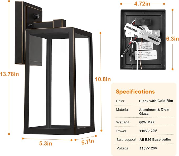PARTPHONER Black Exterior Light Fixtures Wall Mount - Image 5