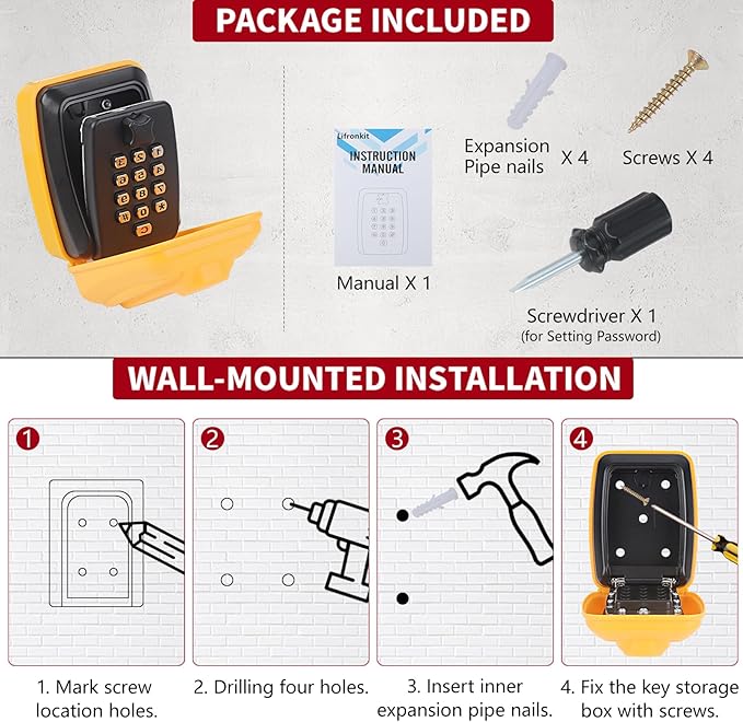 Car Key Lock Box, Car Window Lock Box Wall Lock Box, Sturdy Waterproof Security - Image 4