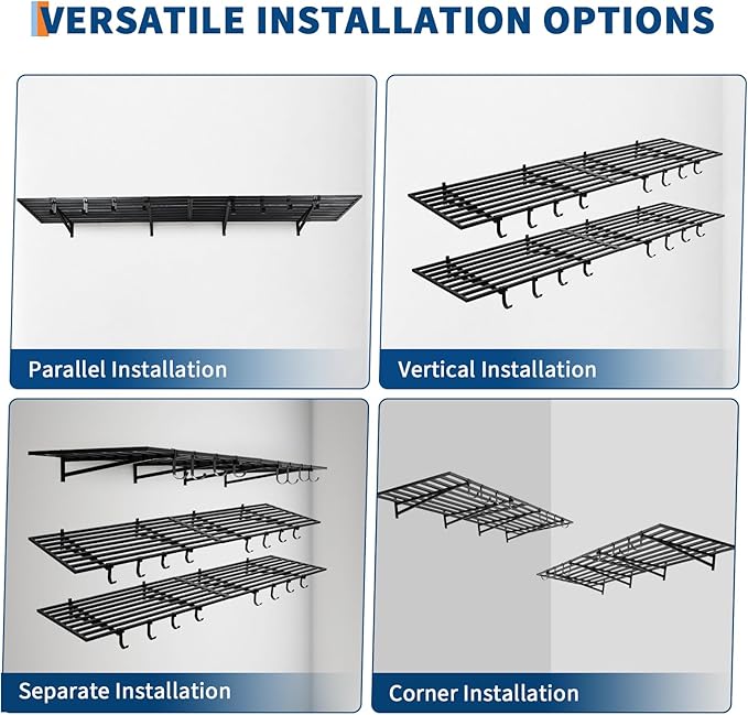 2 Pack Heavy Duty Garage Wall Shelves, 2x4ft Wall Mount Storage Shelf - Image 6