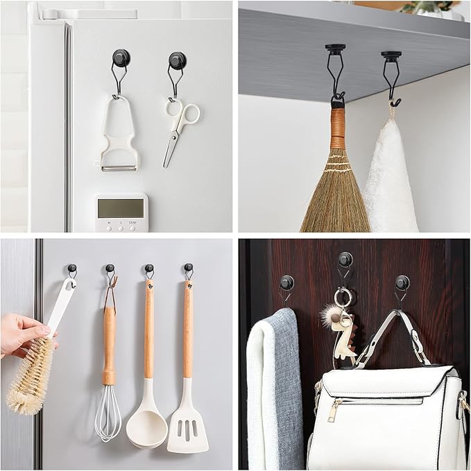 MIKEDE Black Magnetic Hooks Heavy Duty, 60 lb+ Strong Swivel Swing Neodymium - Image 7