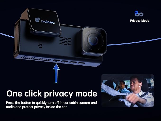 Pelsee P2 Trio 4K Dash Cam Front and Rear Inside WiFi, 64GB Card, - Image 8
