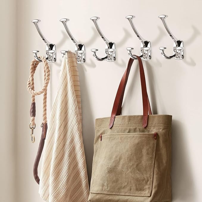 Large Wall Double-Sided Hook 2 Pack Polished Nickel Hook Decorative Heavy Duty - Image 5