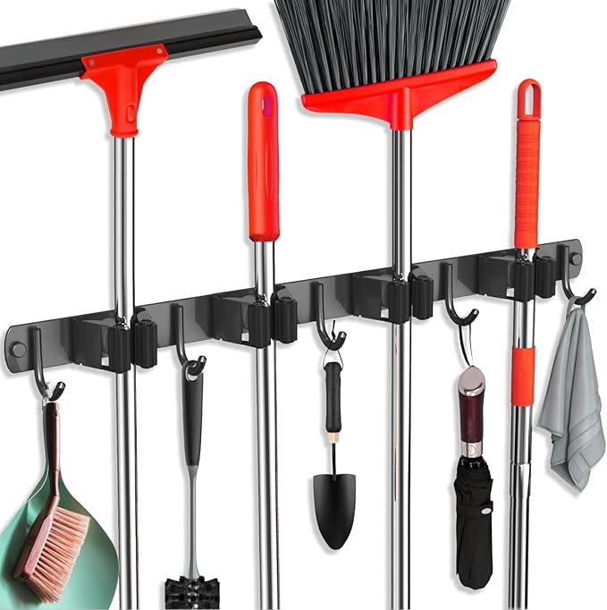 2 Pack Mop and Broom Holder Wall Mount, Upgraded Broom Hanger Wall Mount - Image 6