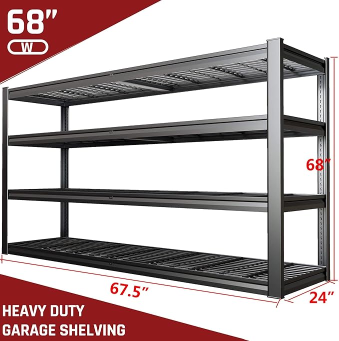 68" Wide Garage Shelving Unit, Heavy Duty Garage Storage Shelves, 3500 LBS - Image 3