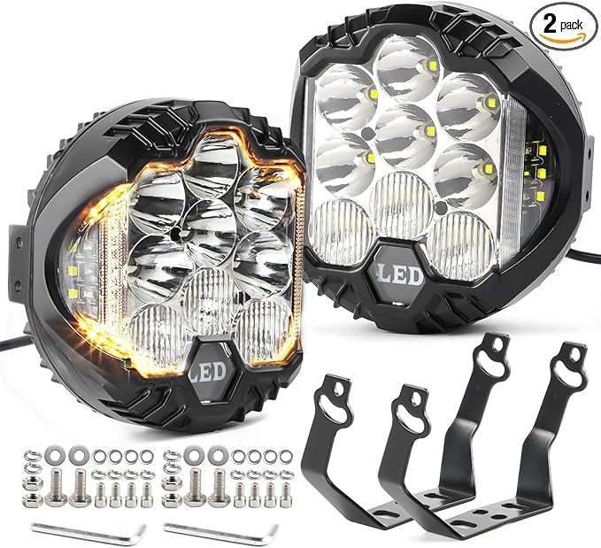 LIGBT 2PCS 7 Inch Round LED Offroad Light by LIGBT