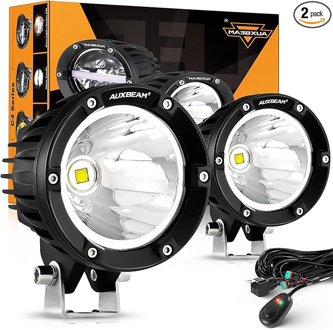 Auxbeam C4 Series Spot Beam LED Pod Lights, 4 Inch 72W Round Off-Road Lighting by Auxbeam