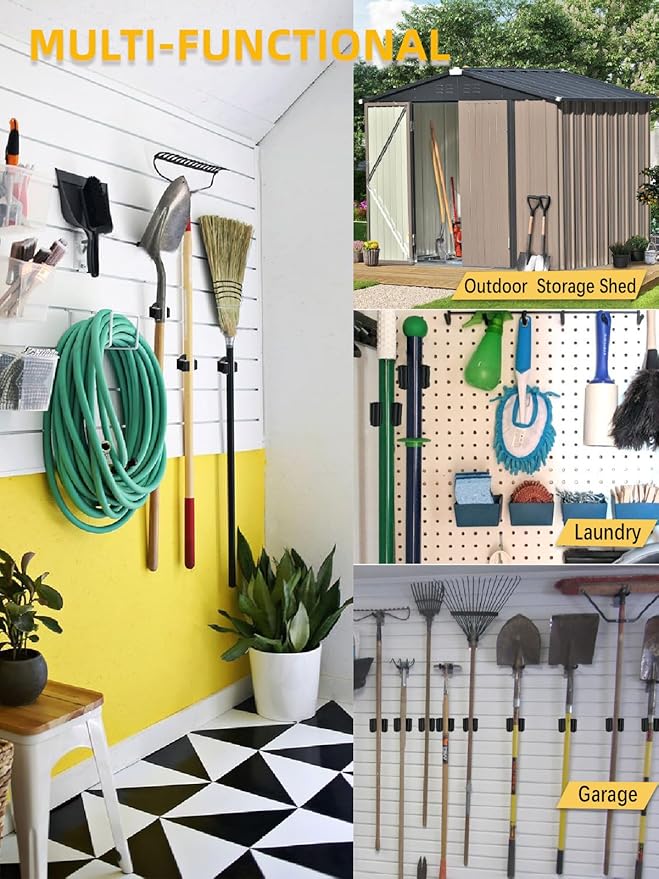 Magnetic Broom Holder for Refrigerator, No Drilling Magnetic Broom Holder Black - Image 6