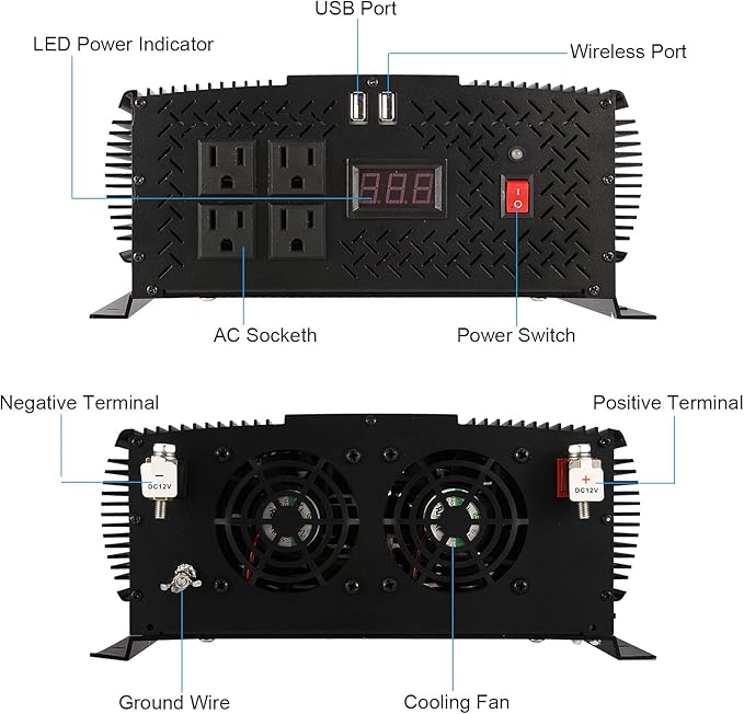 5500 Watt Inverter 5500W Inverter 12V to 110V/120V Power Inverter Truck RV - Image 3