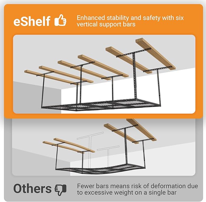 3ftx8ft Overhead Garage Storage Rack, Heavy-Duty Metal Garage Ceiling Storage - Image 3