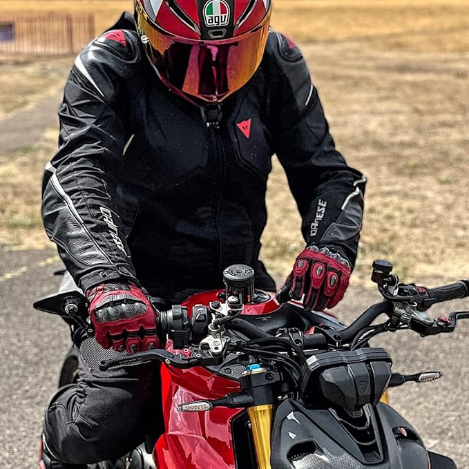 Harssidanzar Breathable Leather Motorcycle Gloves Touchscreen - Image 2
